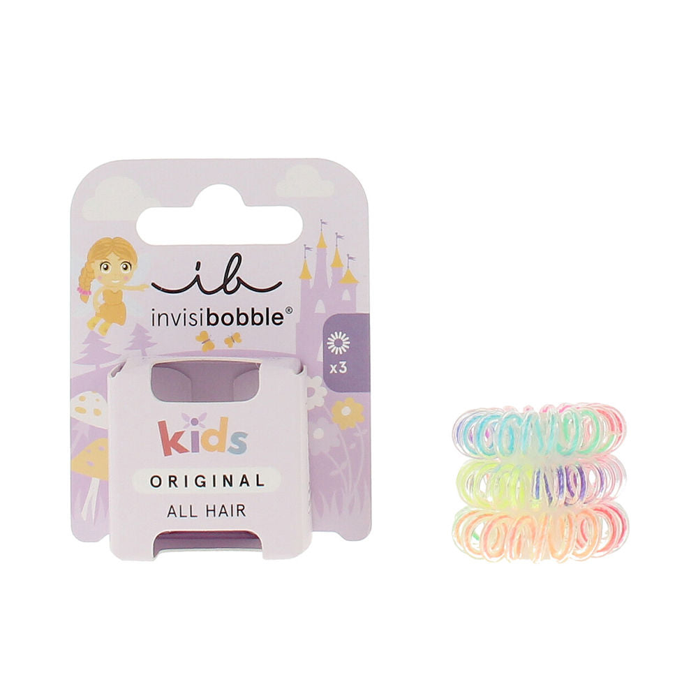 Invisibobble Pastel spiral plastic hair ties in pink, blue, yellow, green, purple — playful three-piece set