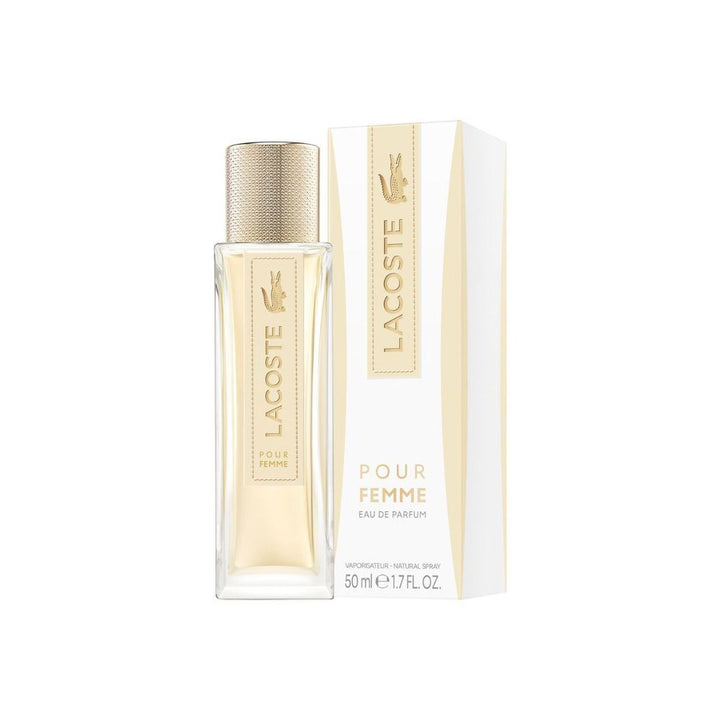 50 ml eau de parfum bottle with warm floral-woody fragrance notes