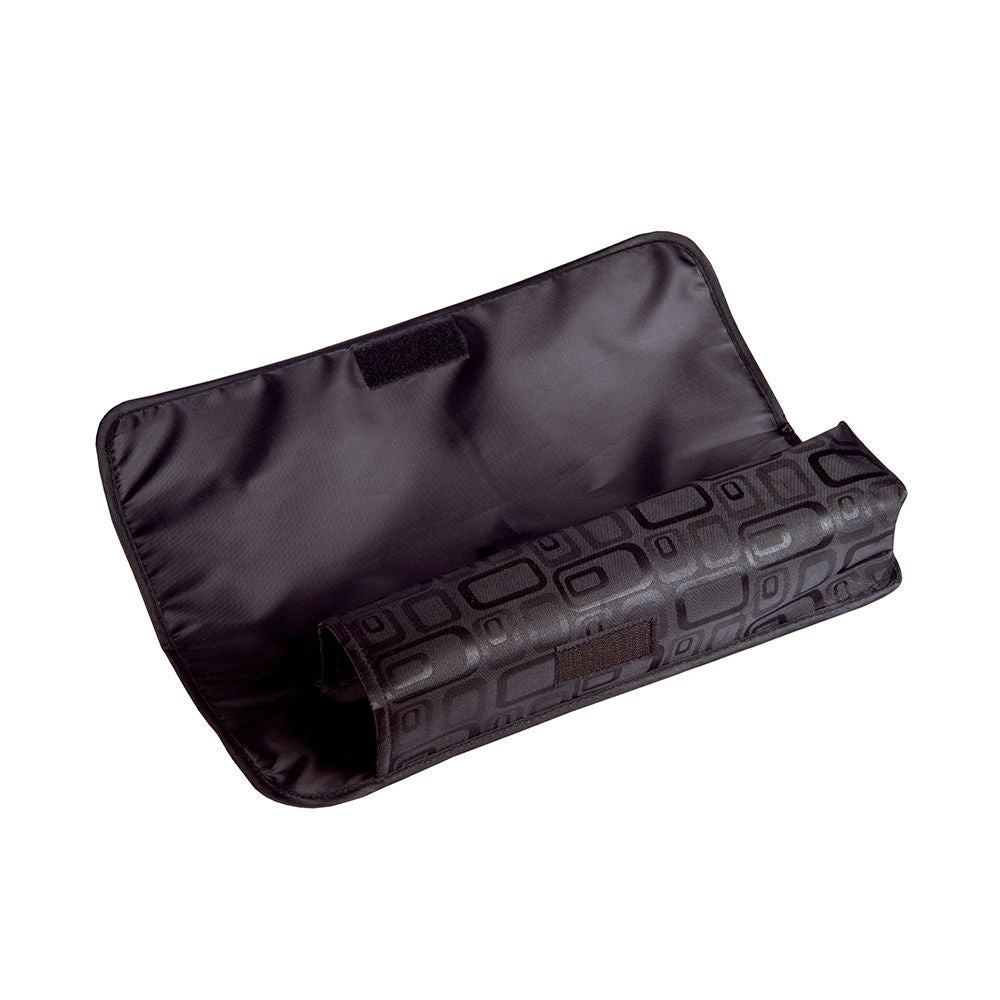 Slim heat-resistant pouch for storing hot styling irons, zip closure