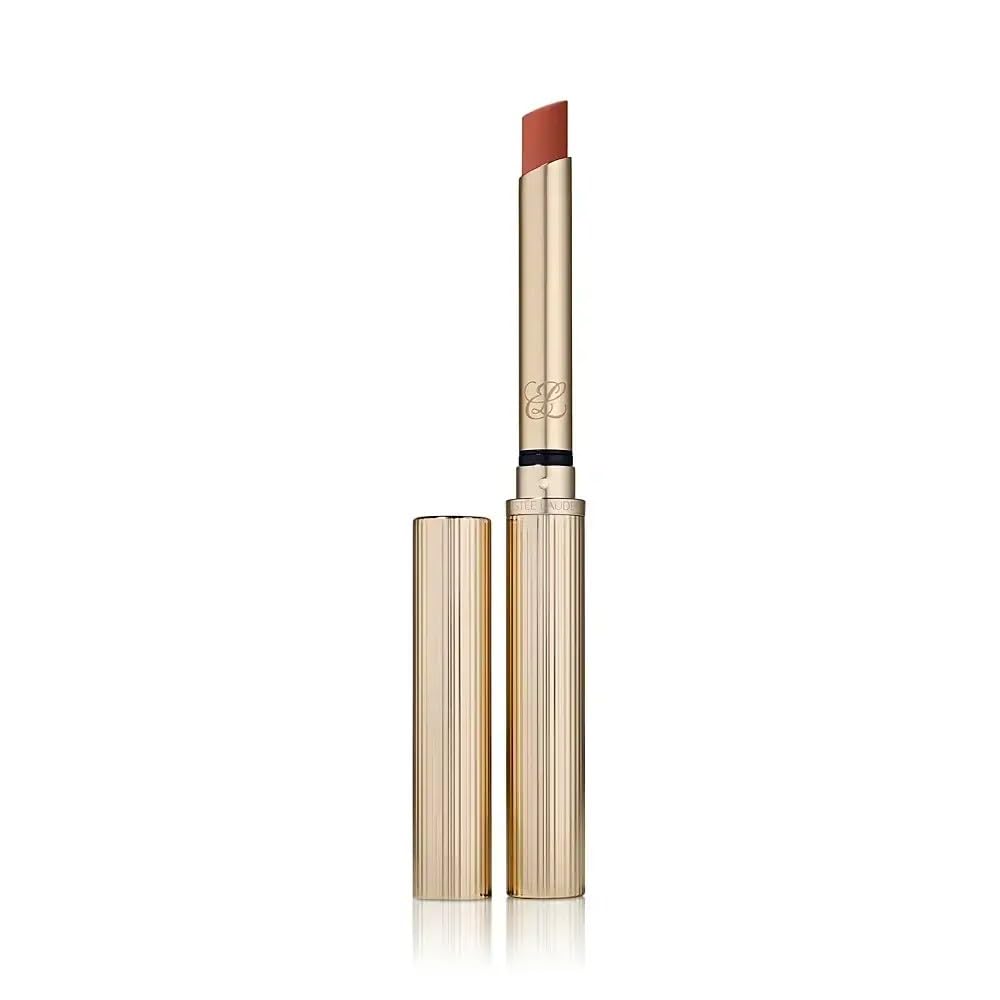 Slim silk‑matte brown lipstick in textured gold case, 7 g, Unisex