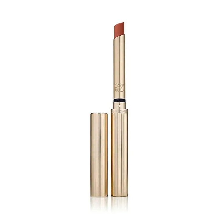 Slim silk‑matte brown lipstick in textured gold case, 7 g, Unisex