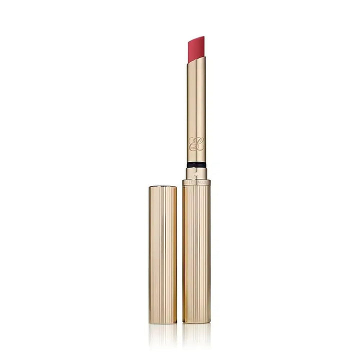 Slim matte lipstick in textured gold case, deep rose shade, 7 g, Unisex
