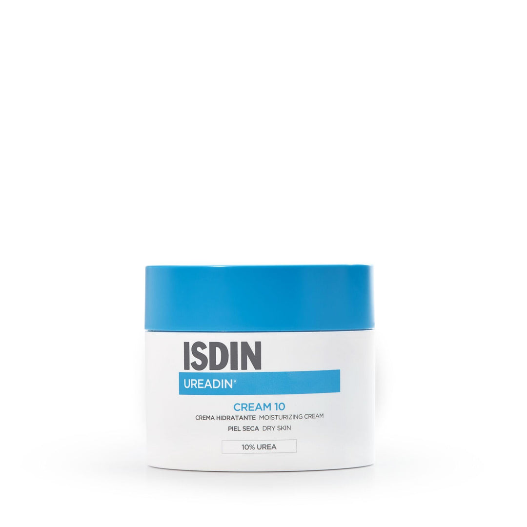 Isdin hydrating urea body cream tube with simple white packaging, clear label and flip-top cap