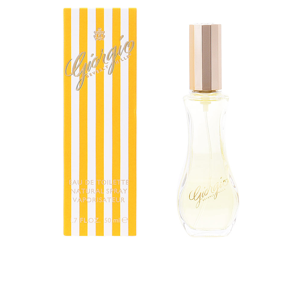 Clear curved glass 90 ml Eau de Toilette with amber liquid and gold-engraved logo
