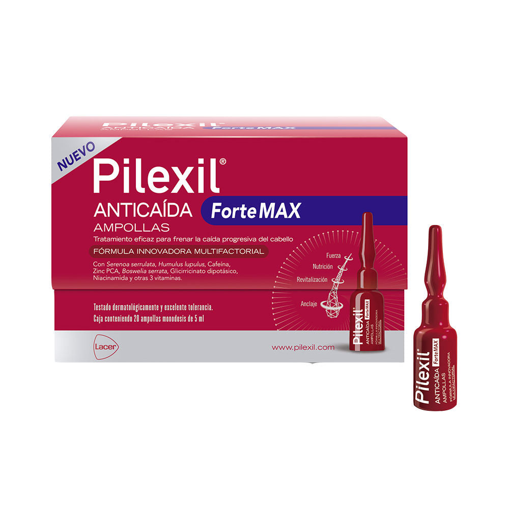 Box of 5 ml single‑dose Forte Max hair treatment ampoules, Unisex