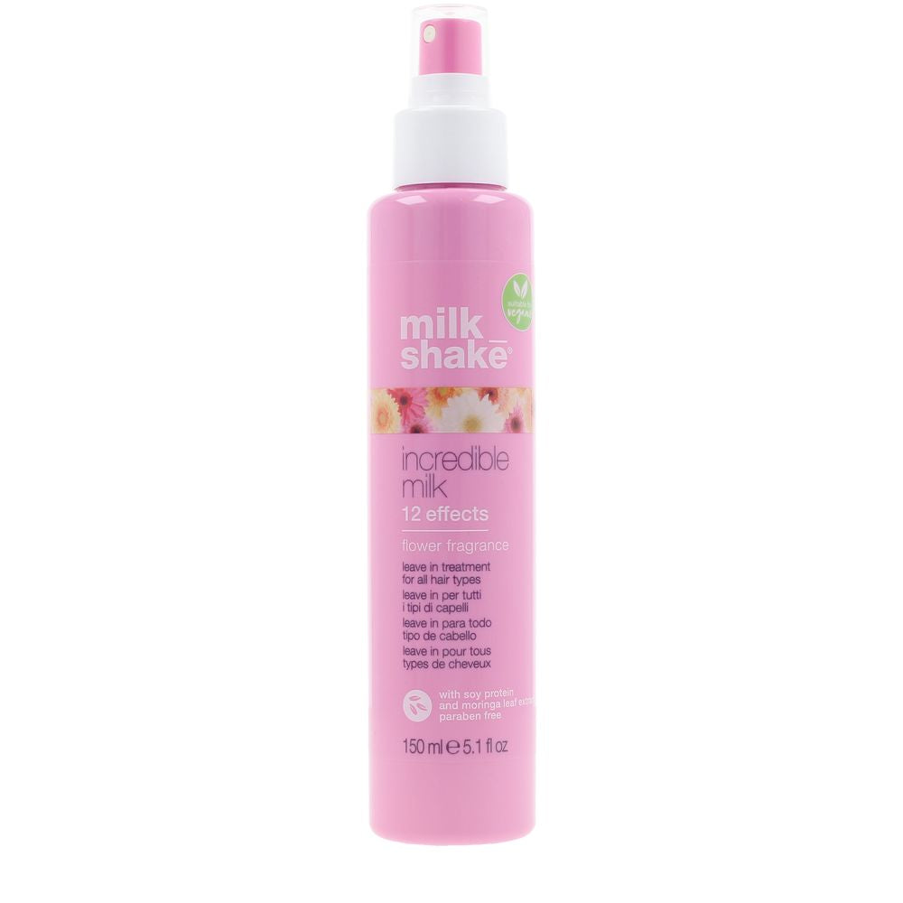 150 ml floral leave‑in treatment spray bottle, lightweight milky formula