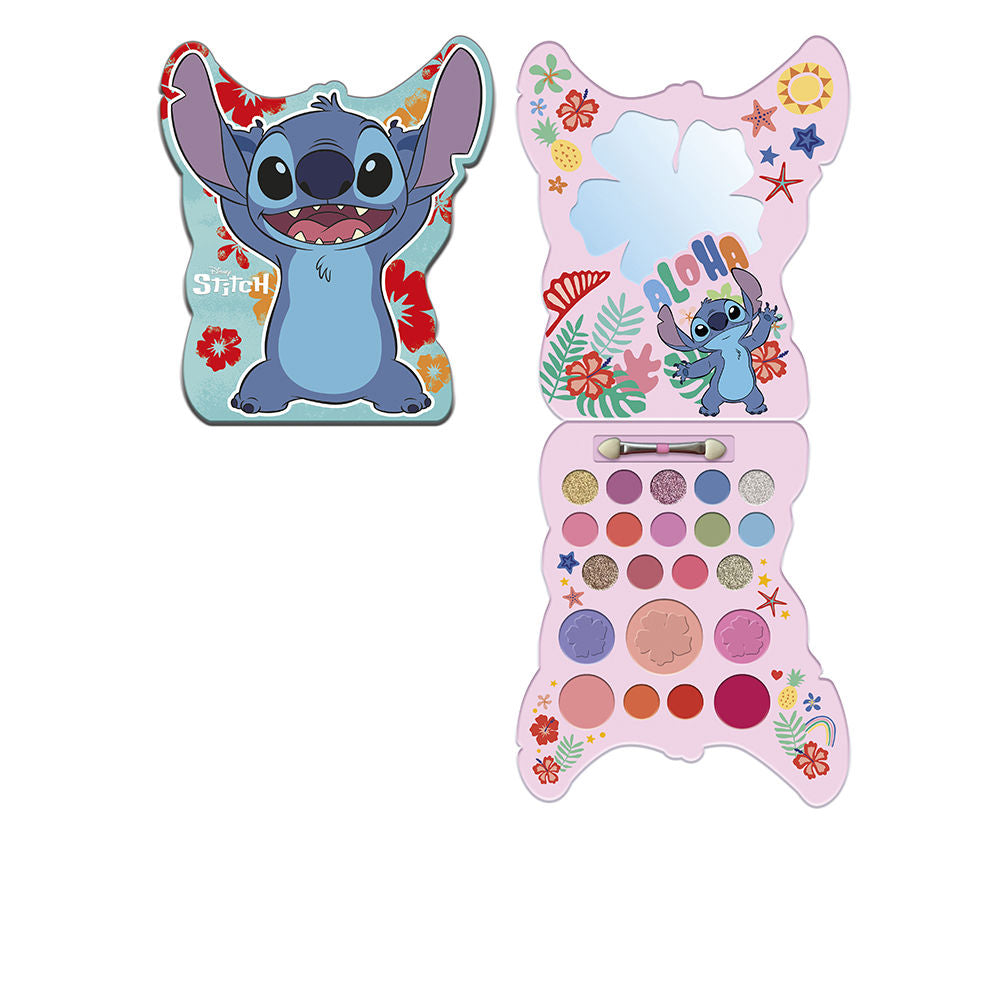Lorenay Playful cartoon-themed plastic makeup palette with eight colorful pans, flower-cut mirror, double-ended brush