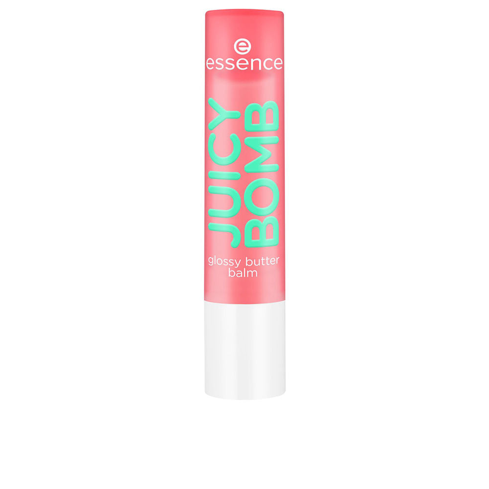 Essence Sheer pink and white tinted lip balm in cylindrical twist-up tube with printed text and matte finish