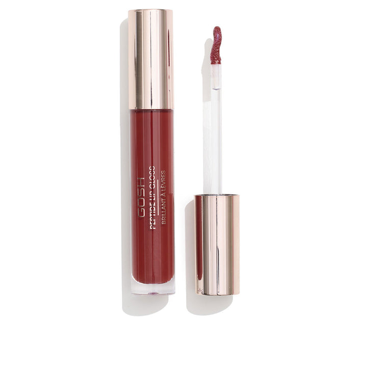 7 ml cherry-tinted lip gloss in clear tube with applicator, glossy finish