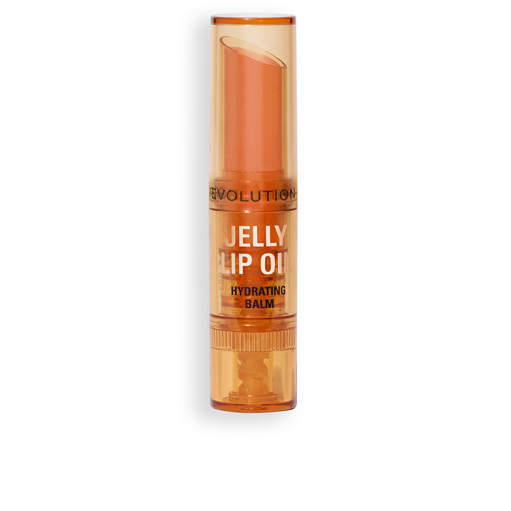 Slim peach-toned jelly lip oil balm in 2.4 g stick, glossy finish