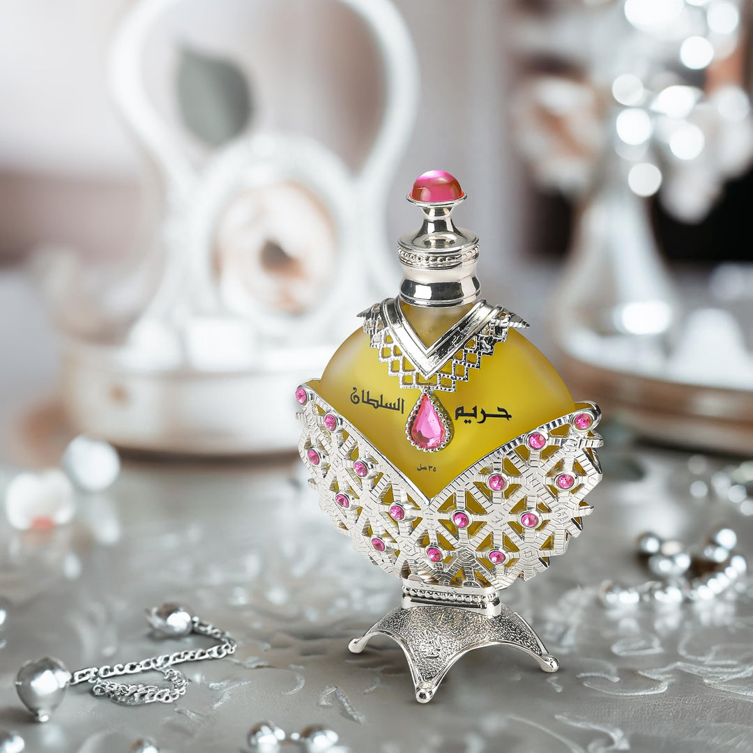 35 ml silver-hued perfume oil bottle, aromatic oriental fragrance for Women