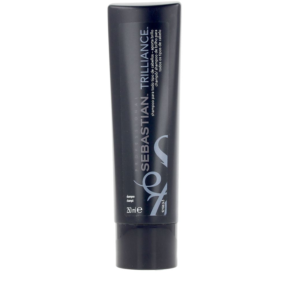 250 ml clear bottle of crystal-polish shine shampoo, salon-style label
