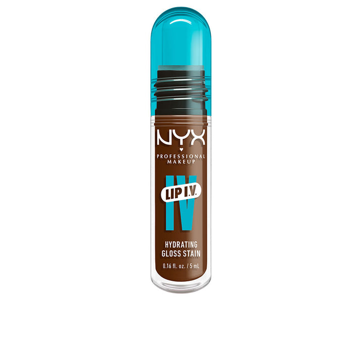 5 ml Cocoa dual-finish lip tint, glossy brown shade, wand applicator