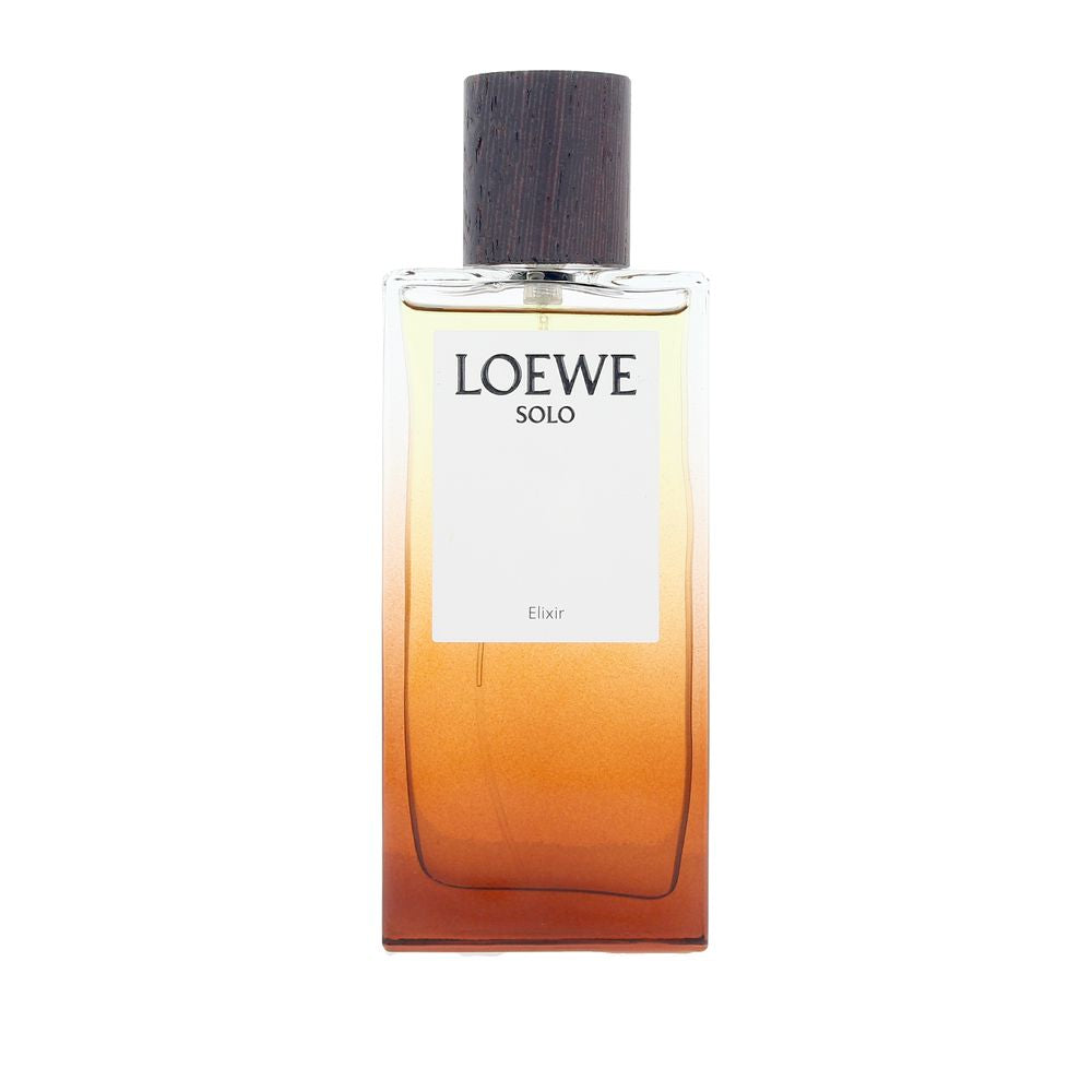 LOEWE Solo Elixir bottle—earth-tone gradient block with wenge wood stopper