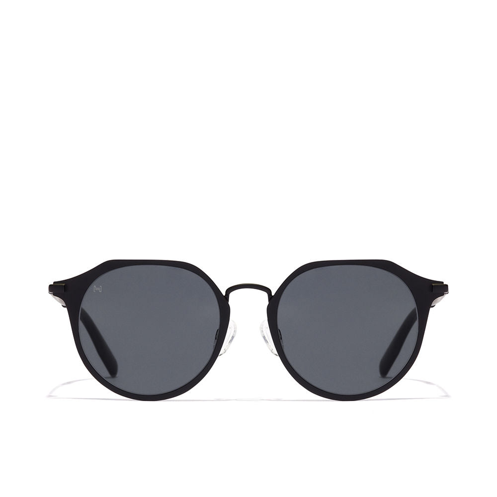 Black metal circular Unisex sunglasses with slim temples and dark lenses
