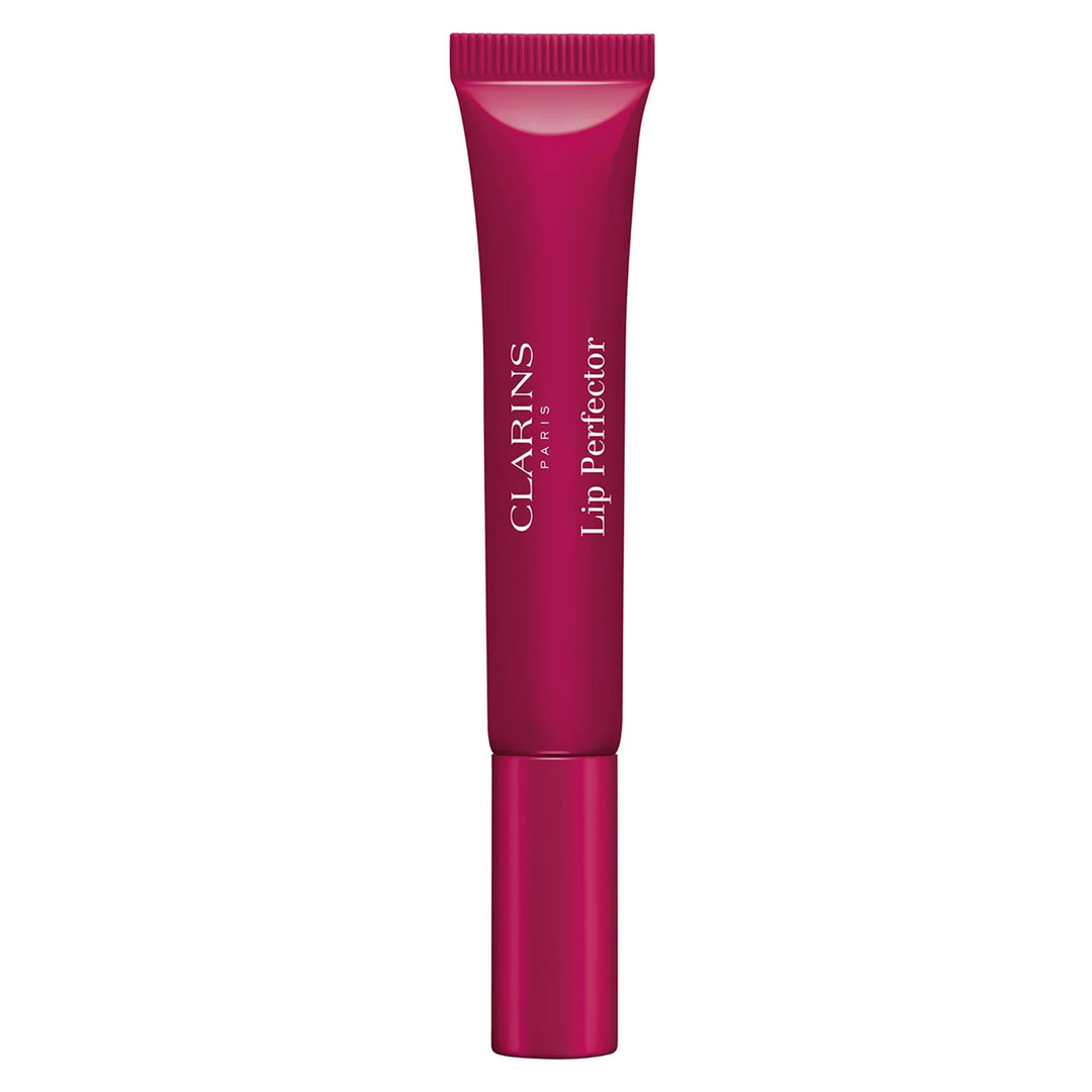 12 ml tube of plum shimmer lip gloss gel, sheer glossy finish