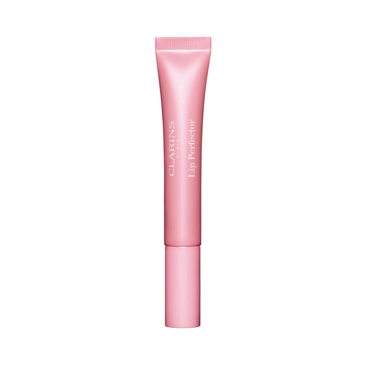 12 ml sheer soft pink lip gloss tube; velvety finish, translucent shine