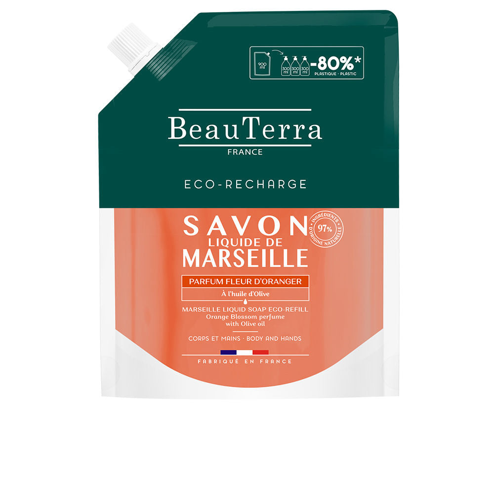 Bottle of Beauterra liquid soap for hands and body with minimalist label