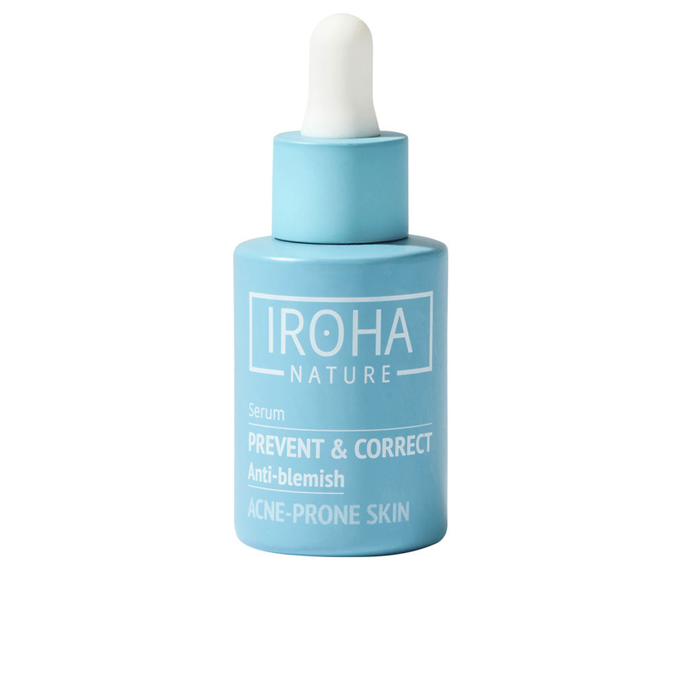 Bottle of Iroha Nature Anti‑Blemish Serum with minimalist label on clean background