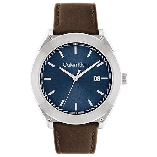 Timeless Precision in Blue and Brown Harmony
