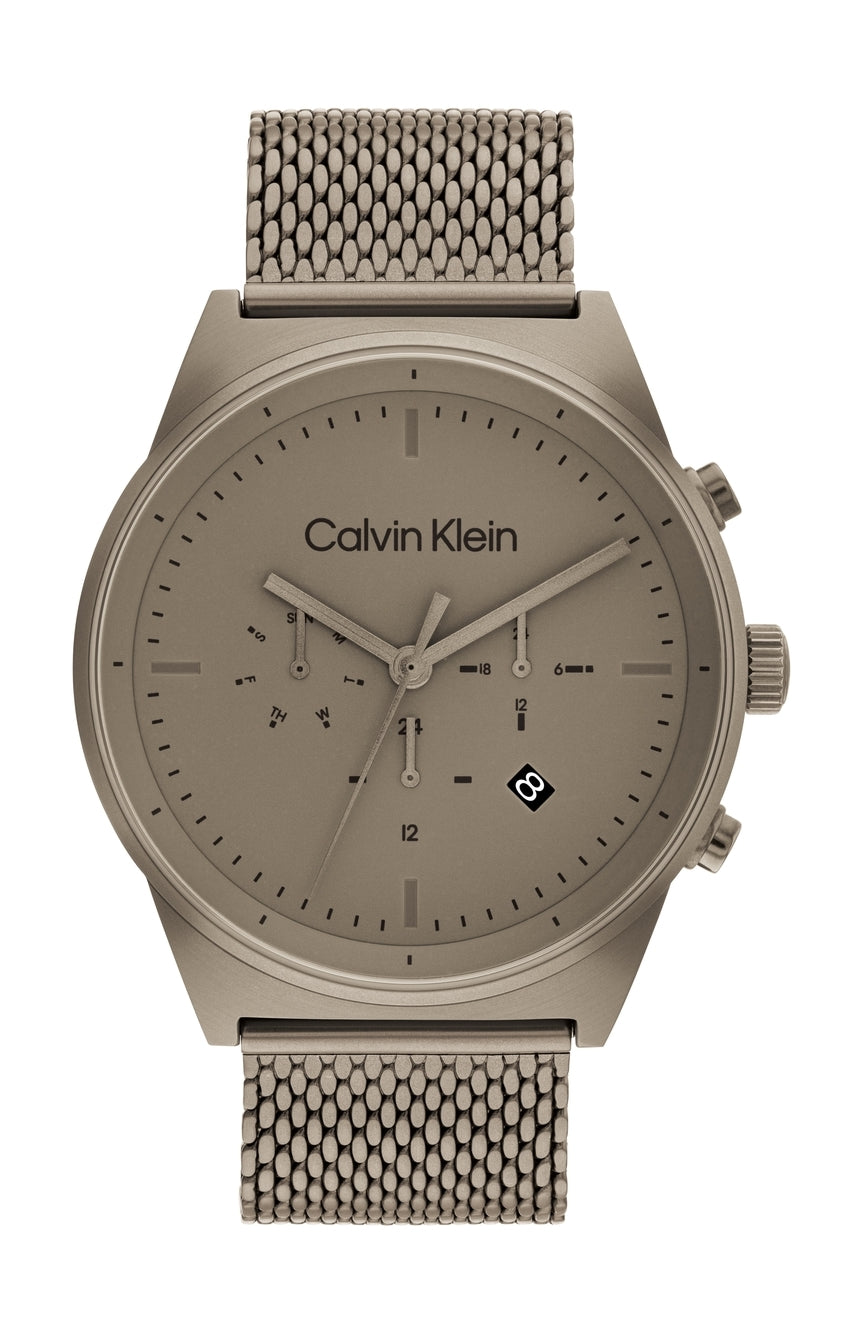 Matte Grey Stainless Steel Mesh Precision Timepiece