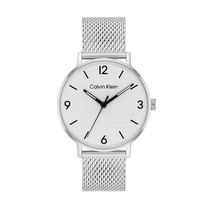 Timeless Silver Mesh Analog Watch with Date Display