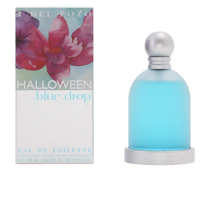 Sky-blue glass flacon of citrus floral eau de parfum, 100 ml bottle