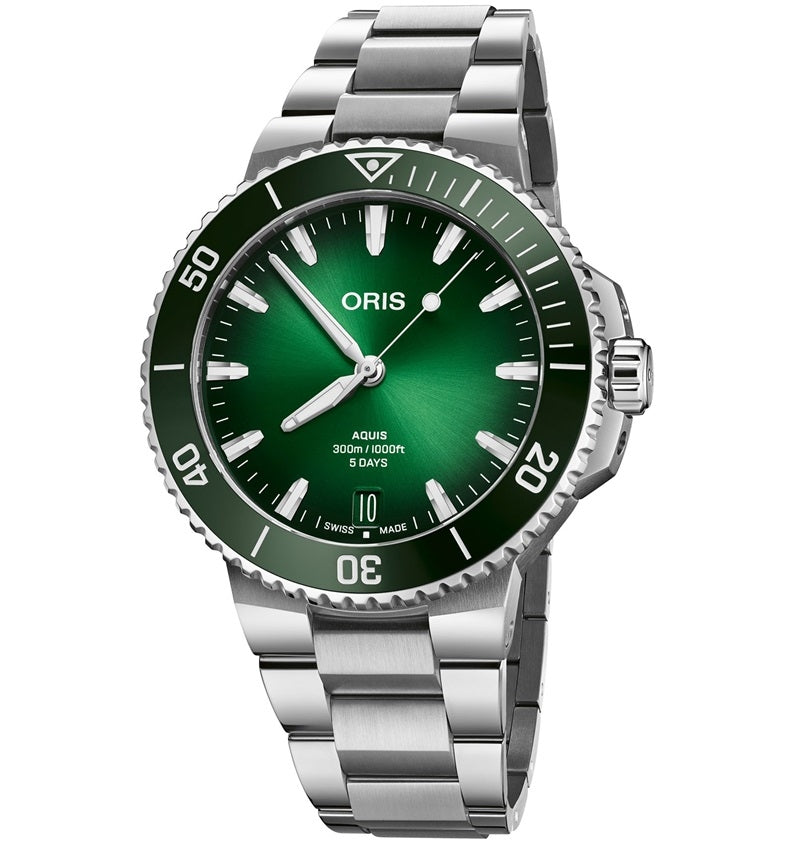 Oris Aquis Silver-Green Diver's Watch