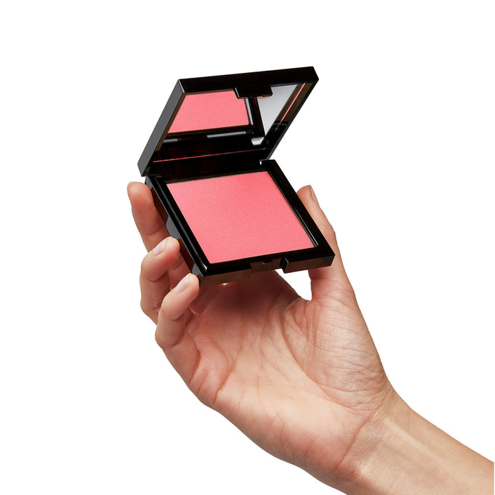 Sensilis Square pink cream-to-powder blush in plastic compact with built-in mirror, pressed powder finish