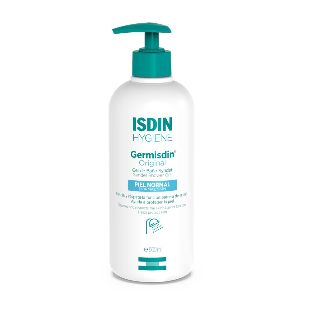 Tube of Isdin Germisdin syndet bath gel, gentle pH-balanced body cleanser
