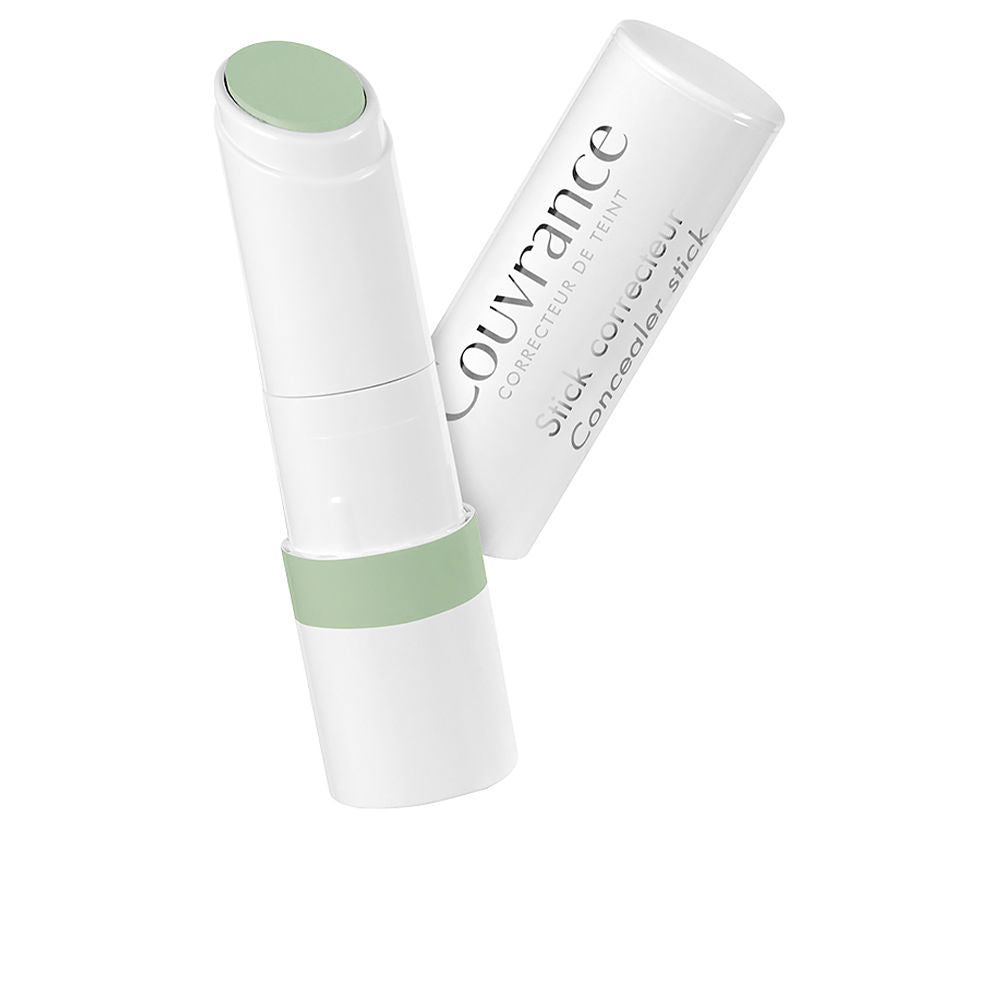 Avène Slim white and light green plastic concealer stick, twist-up cylindrical shape with removable cap and printed text