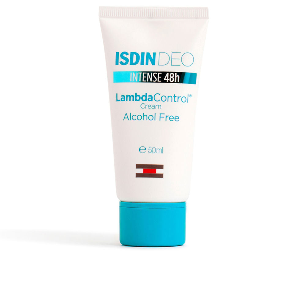 Isdin White and blue plastic cream tube with screw cap, minimalist packaging showing clean label