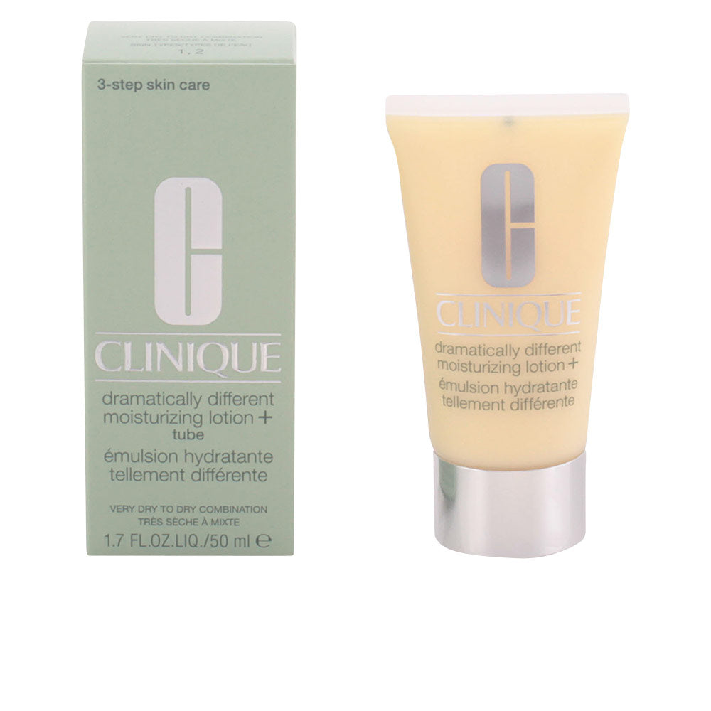 Tube of Clinique Dramatically Different Moisturizing Lotion+ on white background