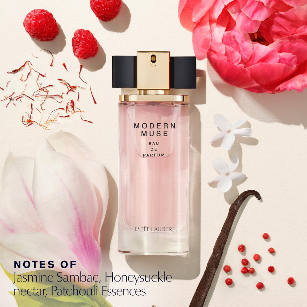 50 ml floral‑woody eau de parfum in sculptural bottle with ribbon‑loop atomiser