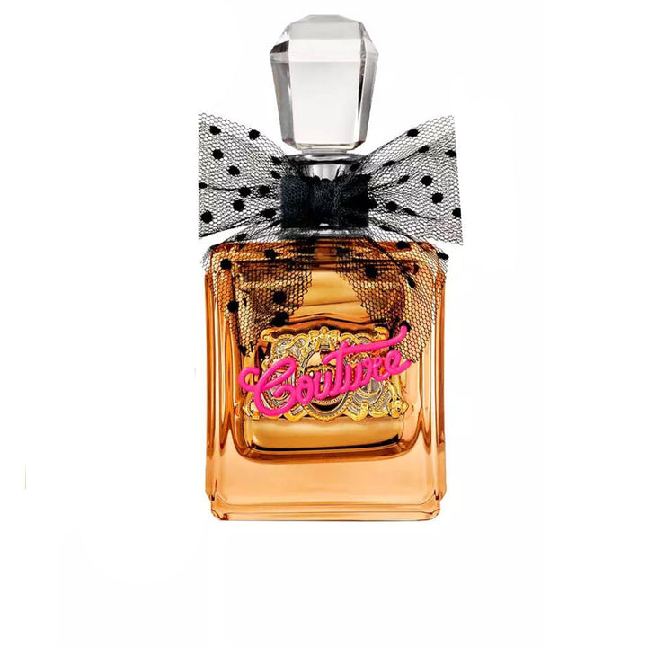 Gilded perfume bottle labelled Gold Couture, 100 ml, floral‑gourmand scent for Women