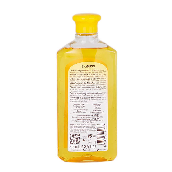 250 ml chamomile shampoo bottle for light and blonde hair, clean white label