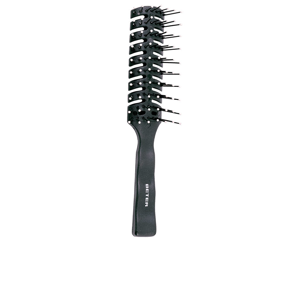 Flat paddle hair brush with nylon bristles and cushioned base, assorted colours