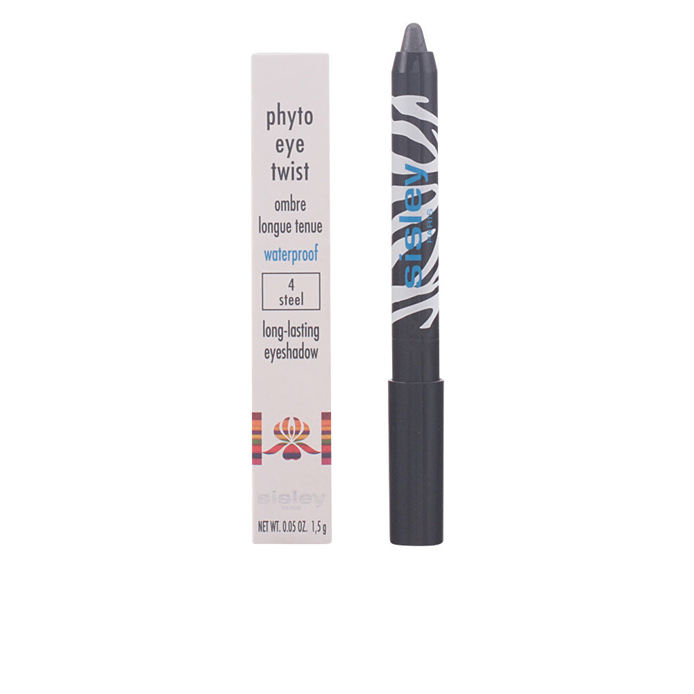 Unisex jumbo cream eyeshadow pencil in steel shade, twist‑up zebra print casing