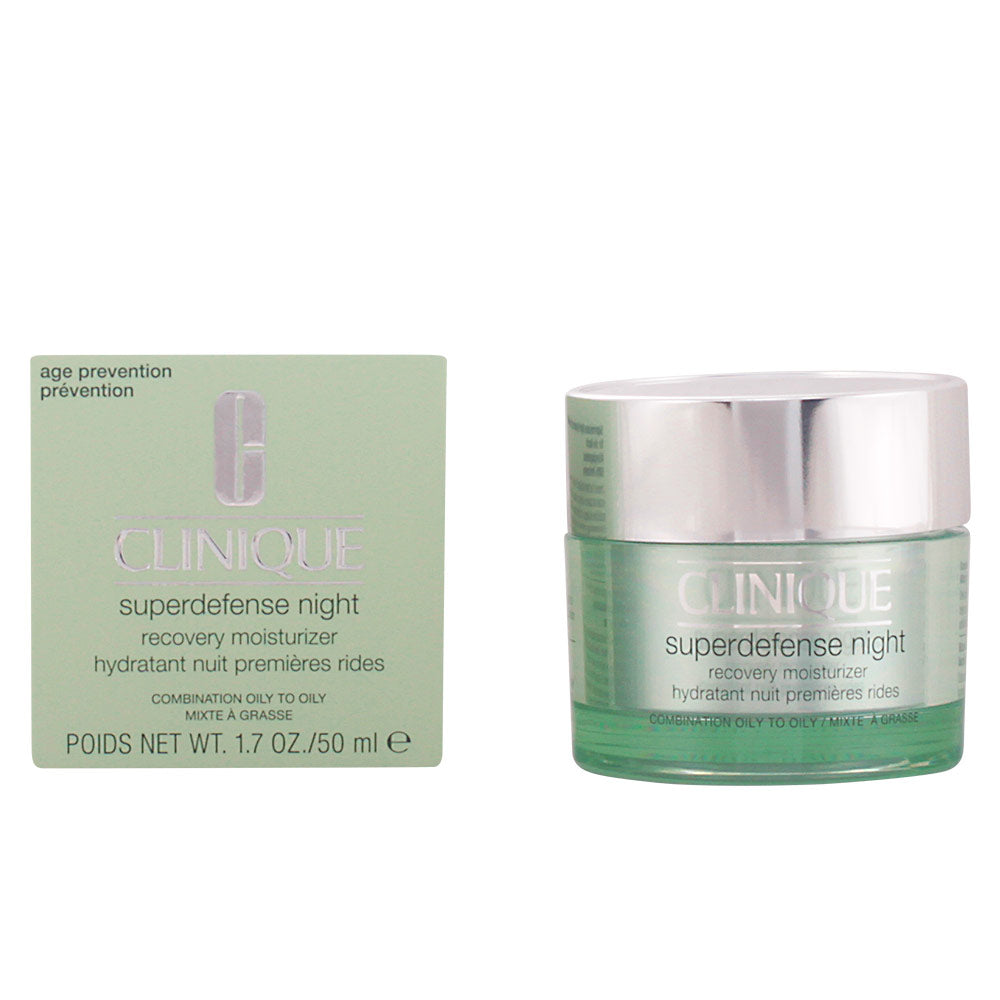 Clinique SUPERDEFENSE Night Recovery Moisturizer jar, nourishing overnight cream