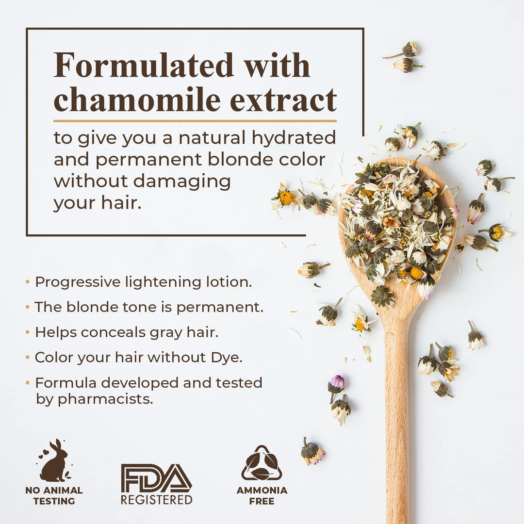 100 ml chamomile hair lightening spray bottle, pale yellow lotion