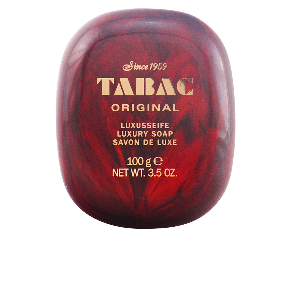 Boxed 100 g scented soap bar for showering and shaving, classic Tabac fragrance