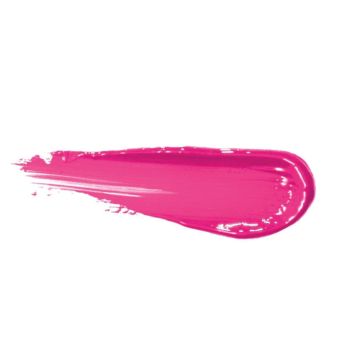 Elizabeth Arden Sleek plastic liquid lipstick with transparent pink reservoir, black cap, gold printed text, red lip-print packaging.