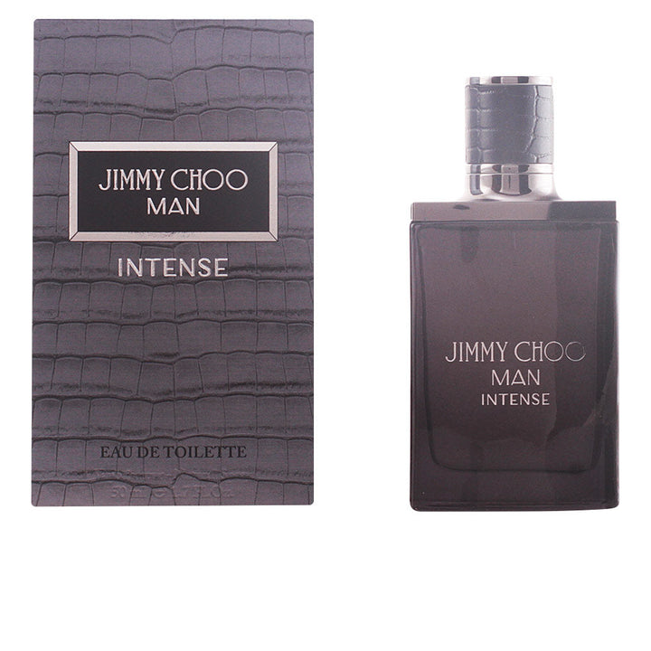 Dark glass bottle of Jimmy Choo Man Intense eau de toilette, minimalist and refined