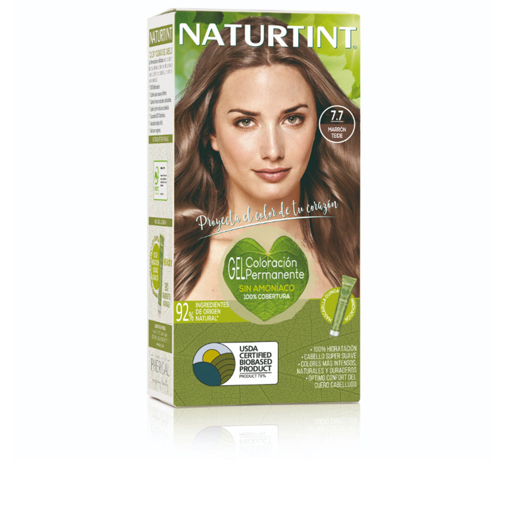 Tube of ammonia‑free brown gel hair colour with quinoa care mask, 170 ml