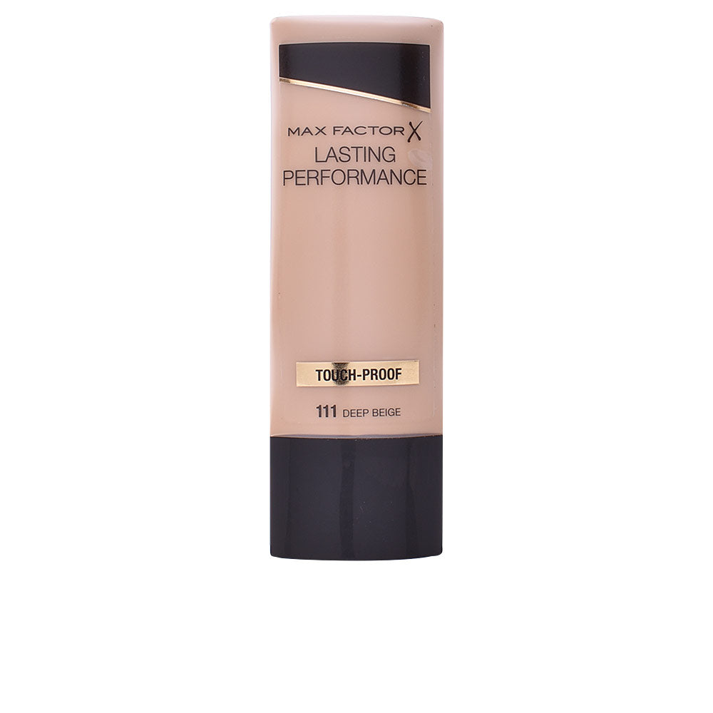 35 ml bottle of fluid foundation in deep beige, longwear touch‑proof finish