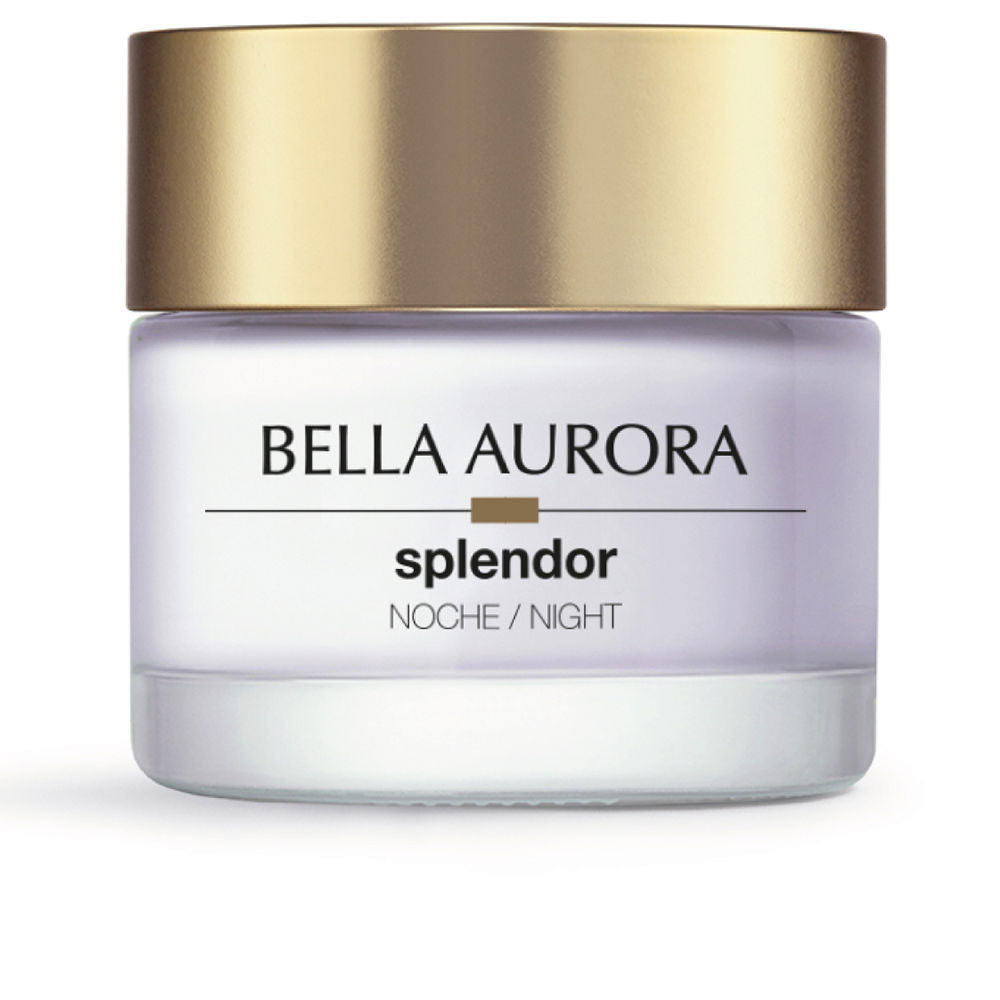 Bella Aurora Glass cream jar with transparent white base and gold screw-on lid, minimalist design
