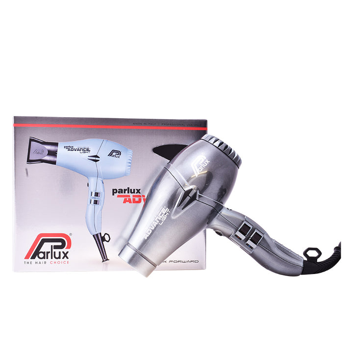 Matte grey professional hair dryer with nozzle, ergonomic handle and long cable