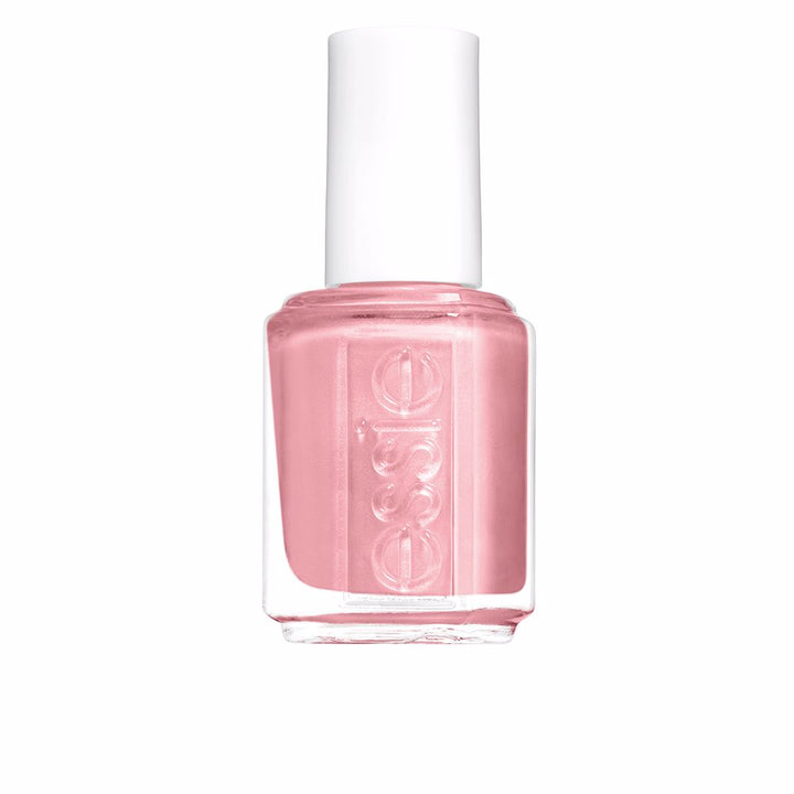 Glass bottle of pink cream nail polish with rounded brush, 13.5 ml