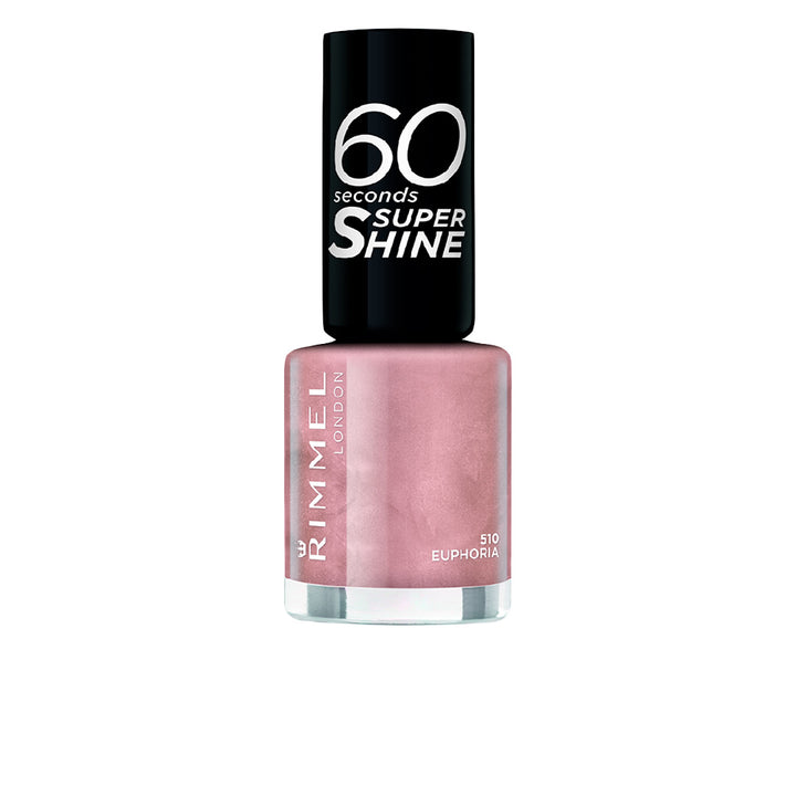 Pink high-gloss nail polish bottle, 8 ml with precision brush, Unisex