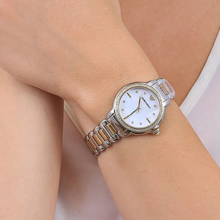 Emporio Armani Two-Tone Crystal Analog Watch